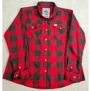 Dixxon Fifty Fifty Flannel Shirt Men XL Red Black Buffalo Plaid Biker Streetwear